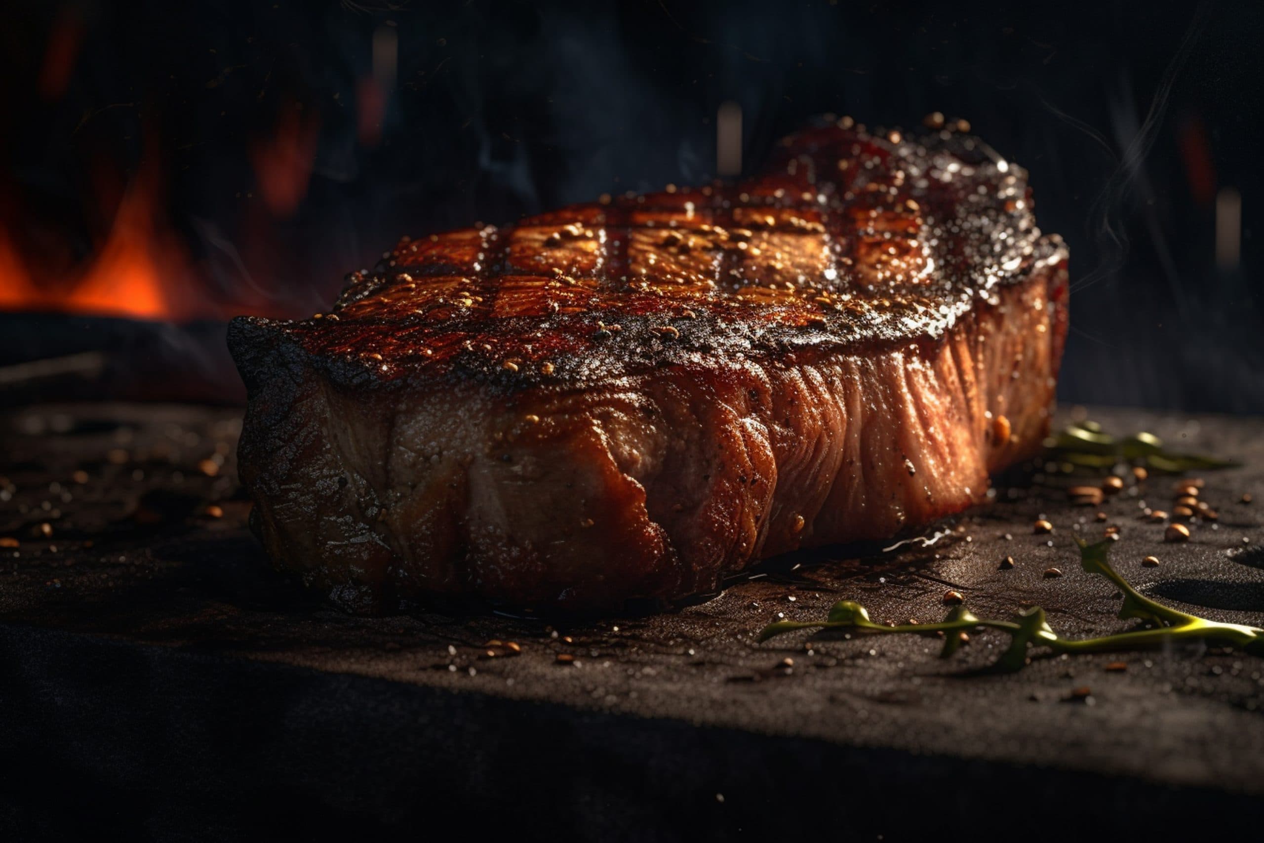 Sizzling steak with fire at Stampede Bar and Grill — the best steakhouse restaurant in Papakura